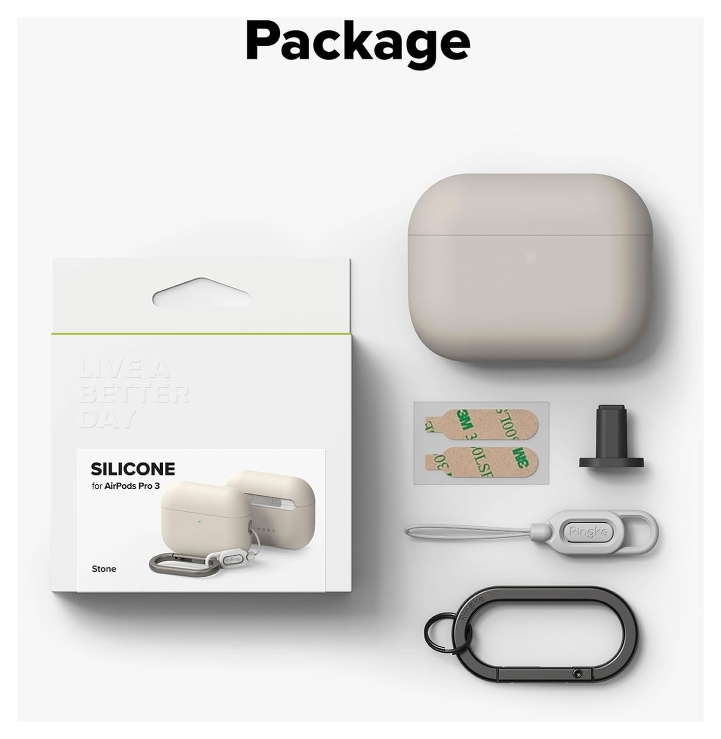 Ringke Silicone Case Apple AirPods Pro 3 Hoesje Siliconen Cover Beige afbeelding 9