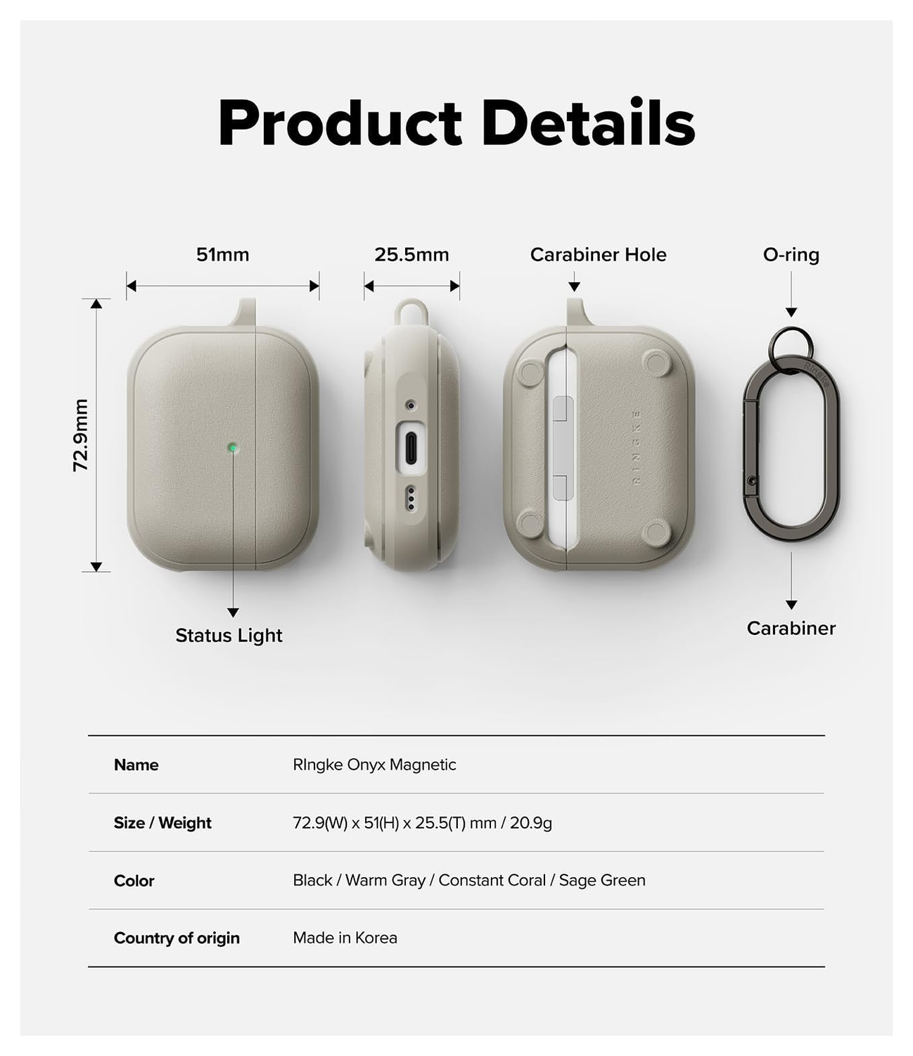 Ringke Onyx Magnetic Apple AirPods Pro 3 Hoesje Case Grijs afbeelding 7