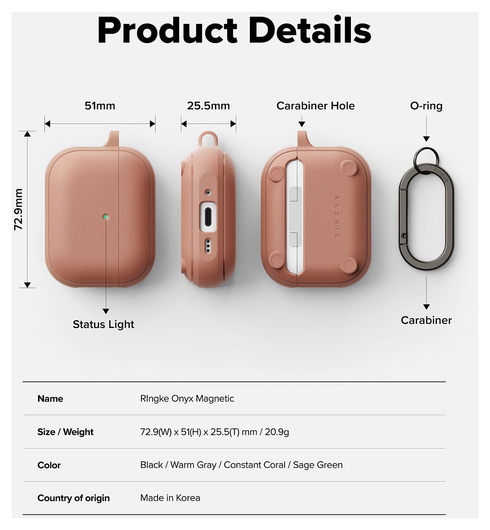 Ringke Onyx Magnetic Apple AirPods Pro 3 Hoesje Case Roze afbeelding 7