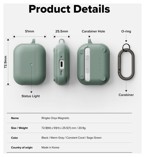 Ringke Onyx Magnetic Apple AirPods Pro 3 Hoesje Case Groen afbeelding 7