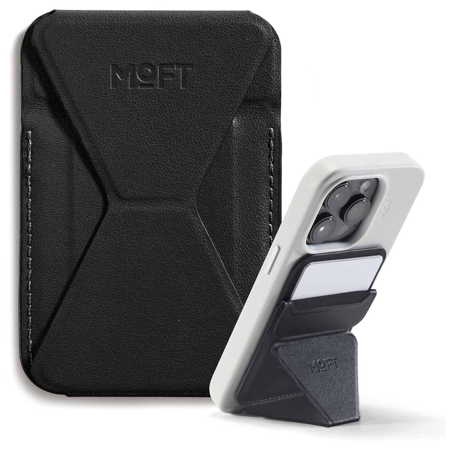 MOFT MOVAS Snap-On MagSafe Kaarthouder Vegan Leer Pasjeshouder Zwart afbeelding 1