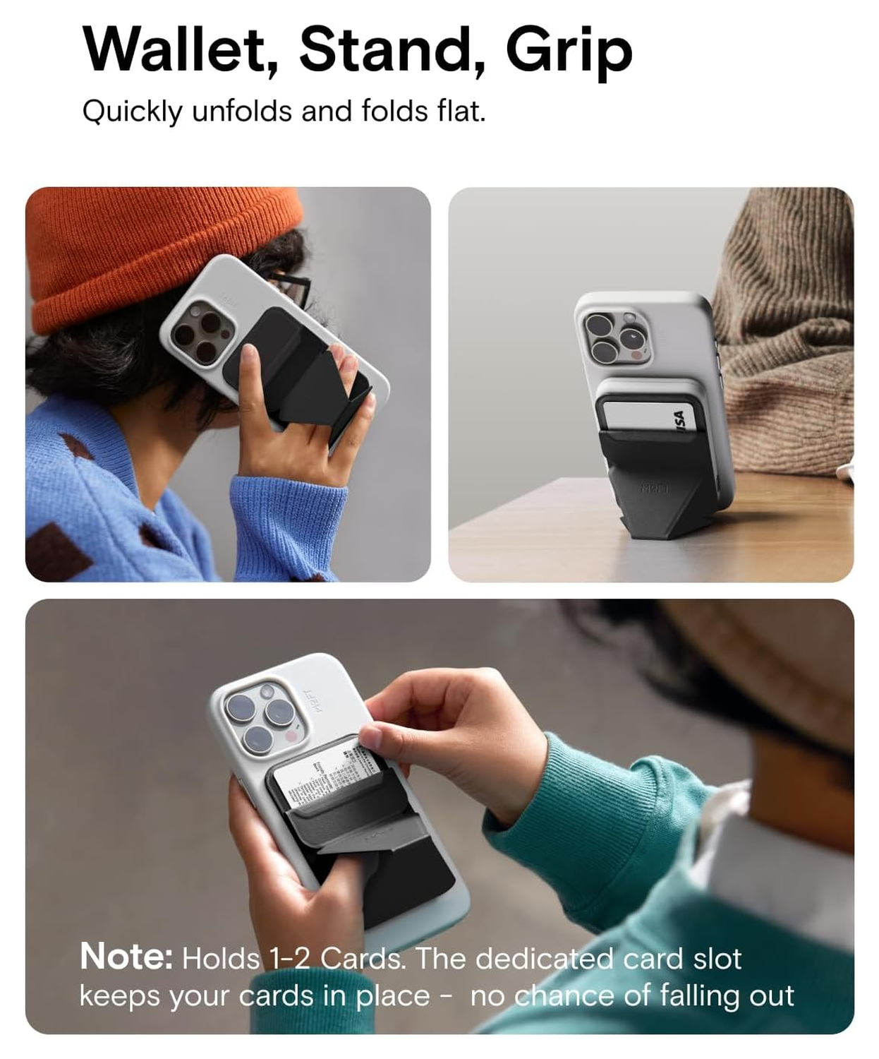 MOFT MOVAS Snap-On MagSafe Kaarthouder Vegan Leer Pasjeshouder Zwart afbeelding 2