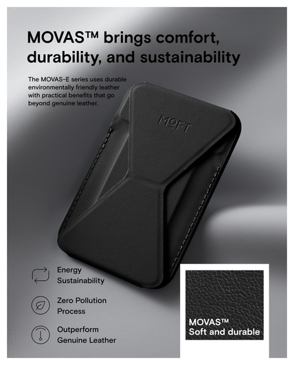 MOFT MOVAS Snap-On MagSafe Kaarthouder Vegan Leer Pasjeshouder Zwart afbeelding 4