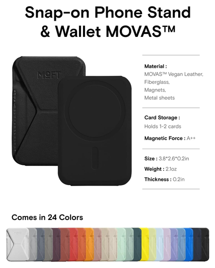 MOFT MOVAS Snap-On MagSafe Kaarthouder Vegan Leer Pasjeshouder Zwart afbeelding 7