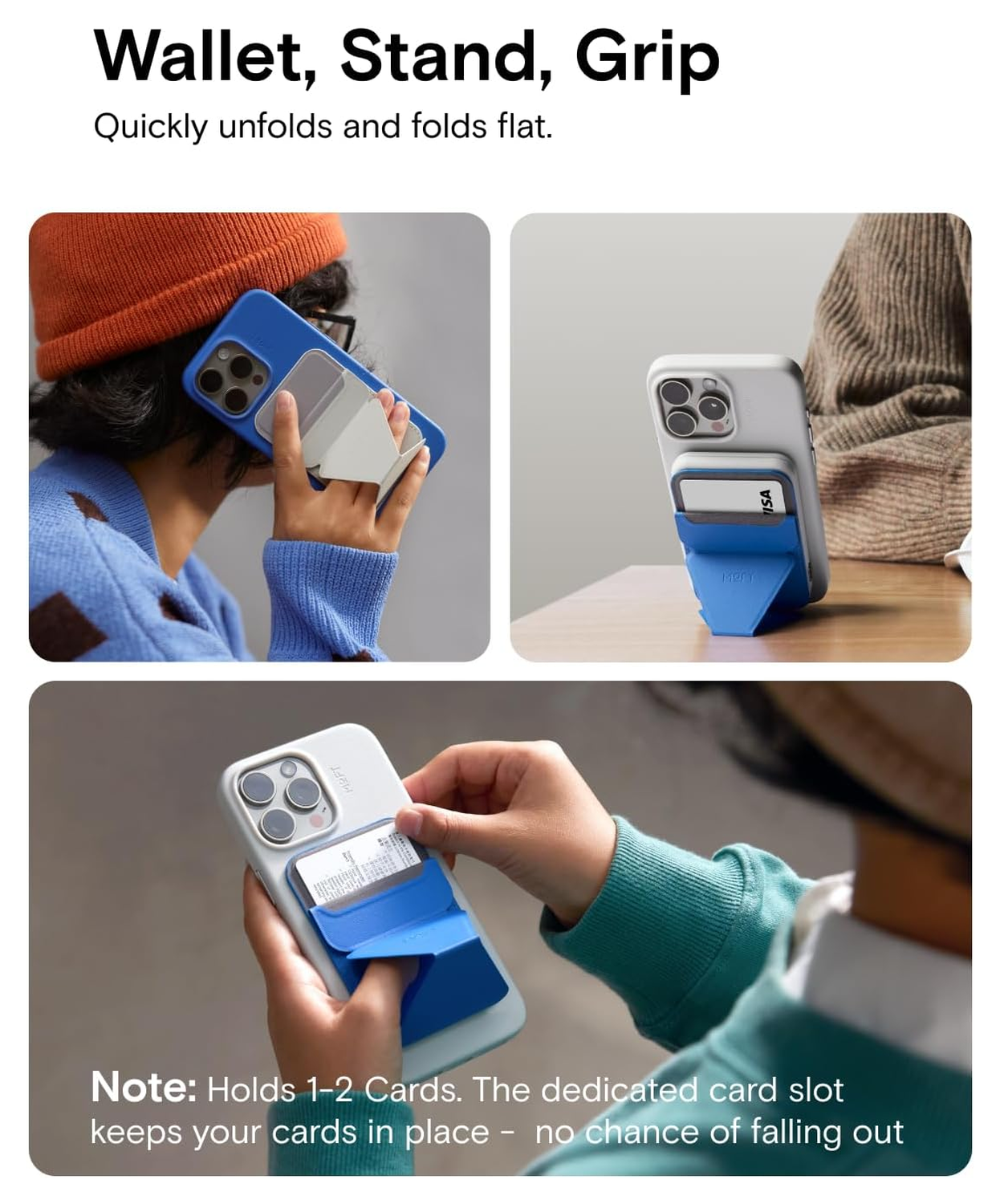 MOFT MOVAS Snap-On MagSafe Kaarthouder Vegan Leer Pasjeshouder Blauw afbeelding 2