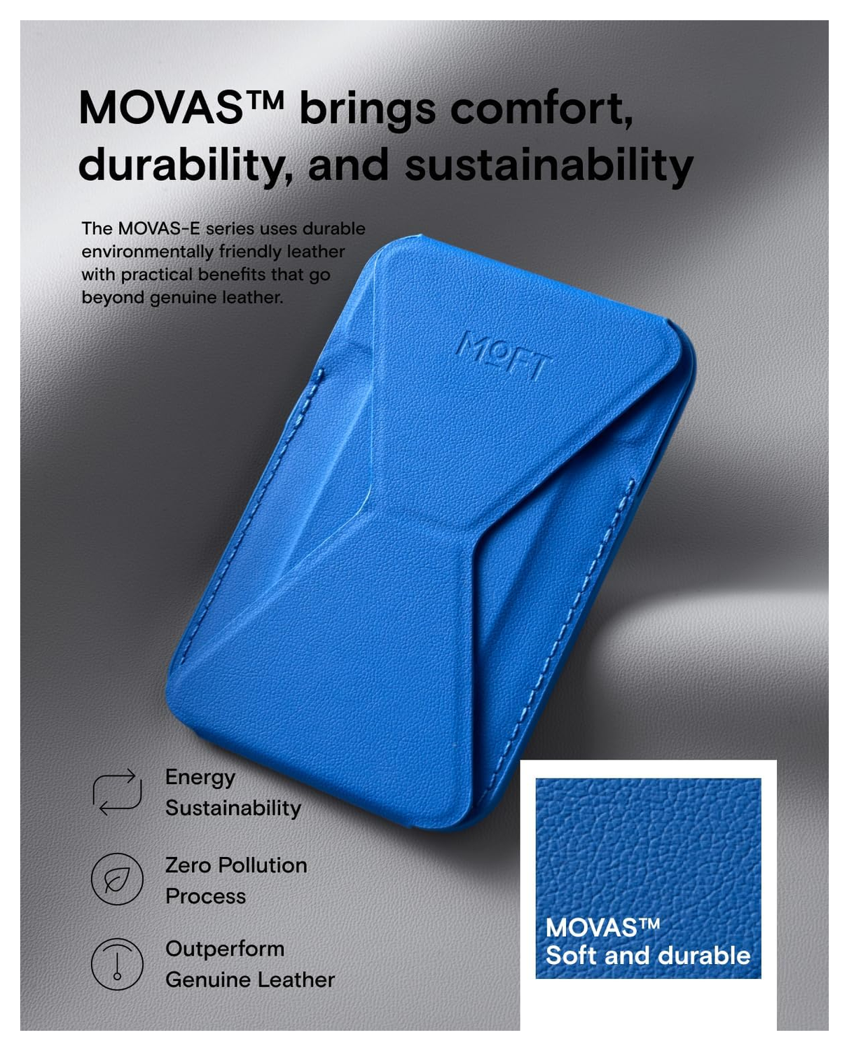 MOFT MOVAS Snap-On MagSafe Kaarthouder Vegan Leer Pasjeshouder Blauw afbeelding 4