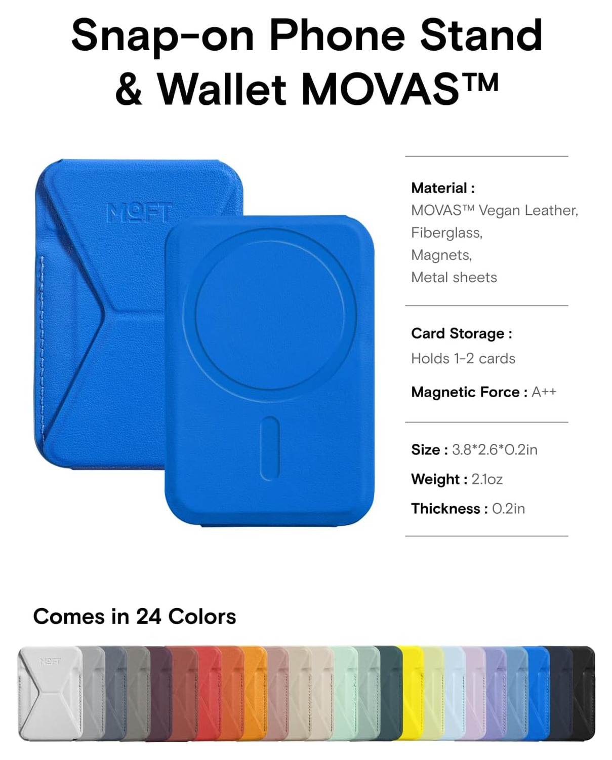 MOFT MOVAS Snap-On MagSafe Kaarthouder Vegan Leer Pasjeshouder Blauw afbeelding 7