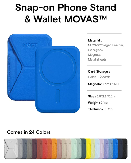 MOFT MOVAS Snap-On MagSafe Kaarthouder Vegan Leer Pasjeshouder Blauw afbeelding 7
