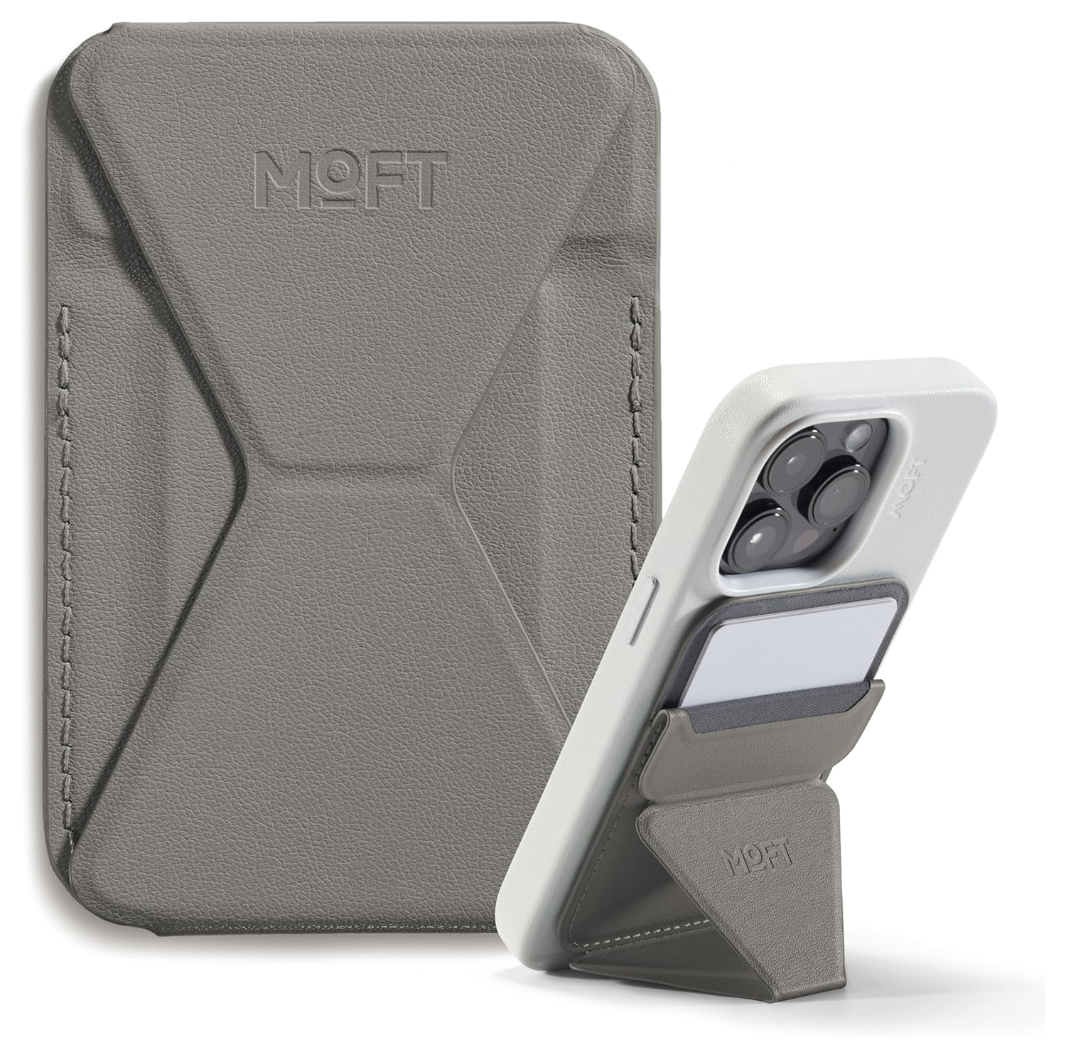 MOFT MOVAS Snap-On MagSafe Kaarthouder Vegan Leer Pasjeshouder Taupe afbeelding 1