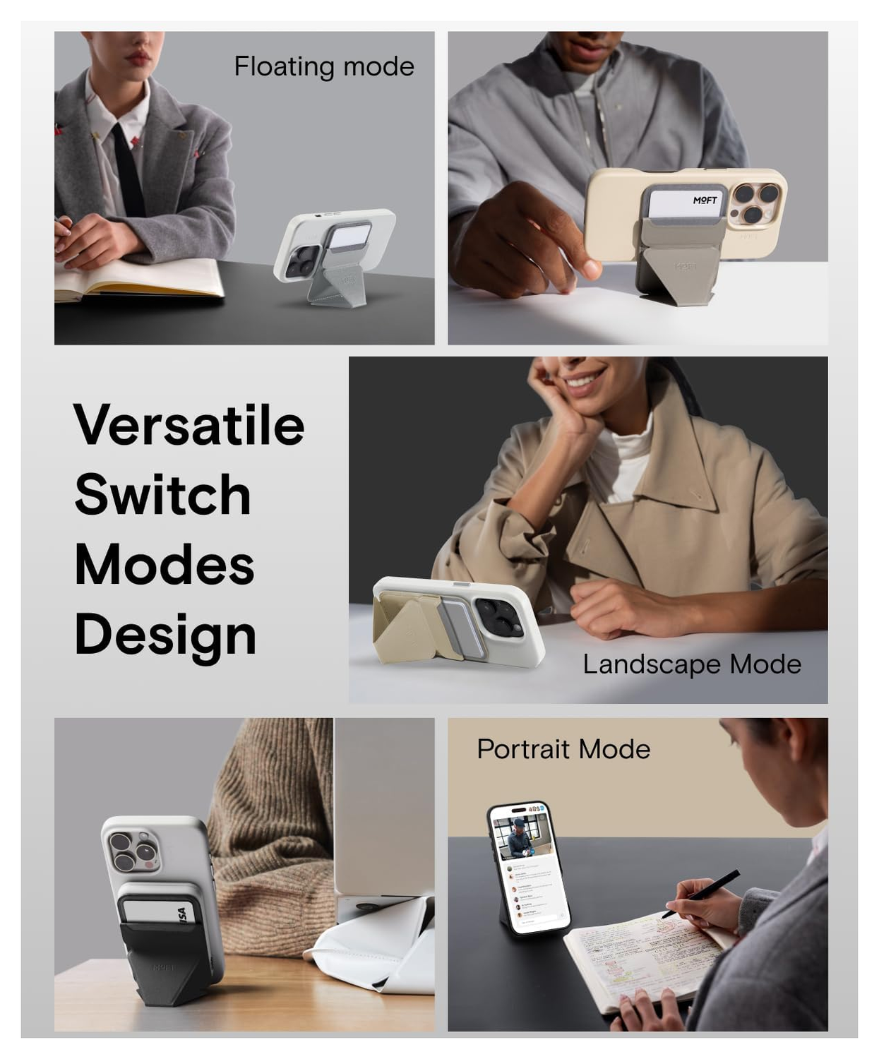 MOFT MOVAS Snap-On MagSafe Kaarthouder Vegan Leer Pasjeshouder Taupe afbeelding 3