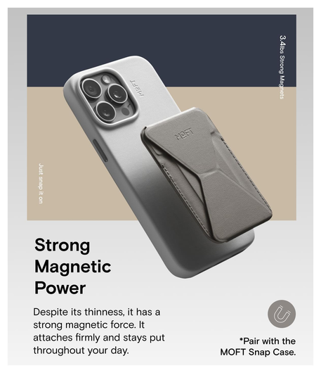 MOFT MOVAS Snap-On MagSafe Kaarthouder Vegan Leer Pasjeshouder Taupe afbeelding 4