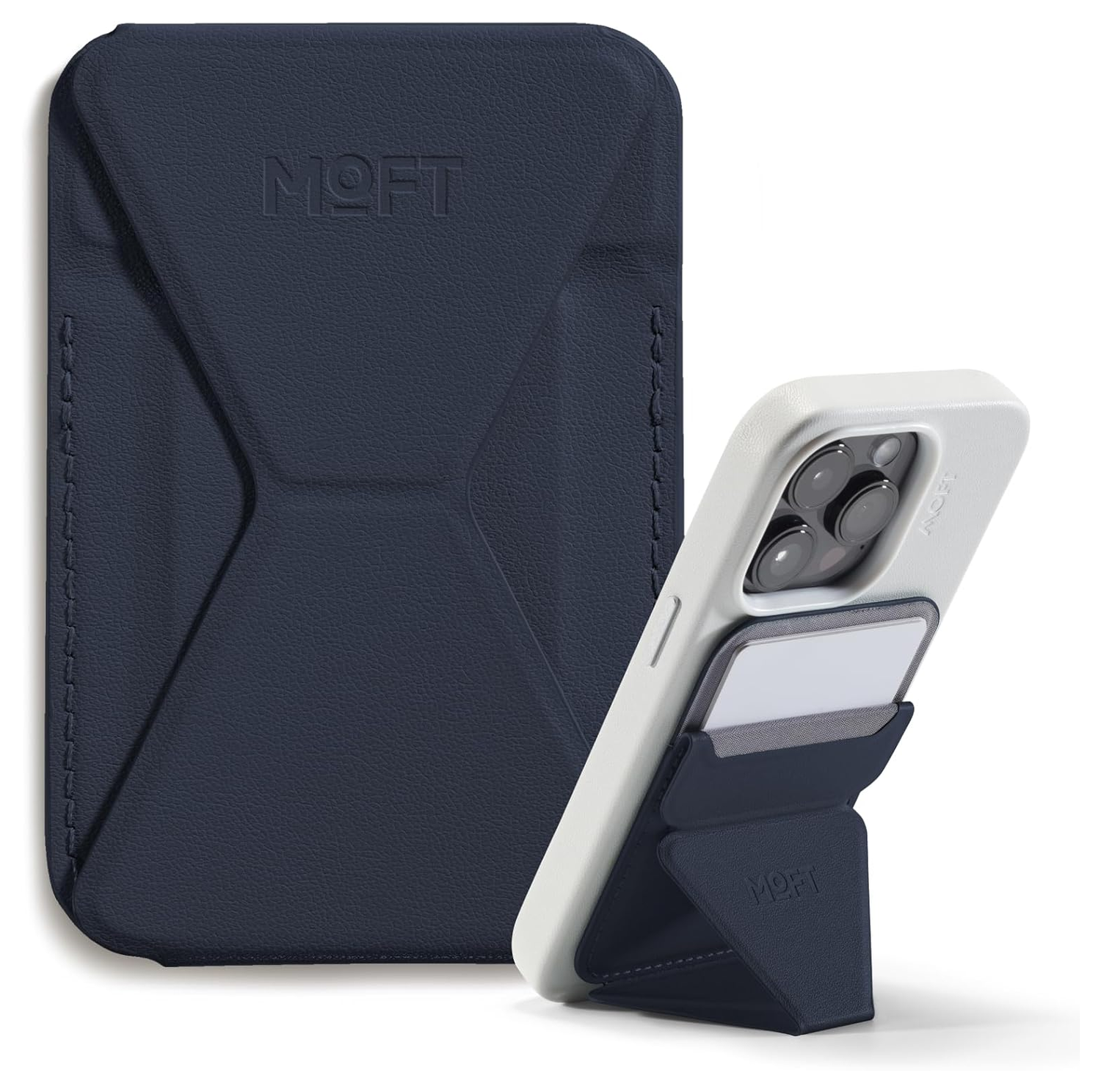 MOFT MOVAS Snap-On MagSafe Kaarthouder Vegan Leer Pasjeshouder Navy afbeelding 1