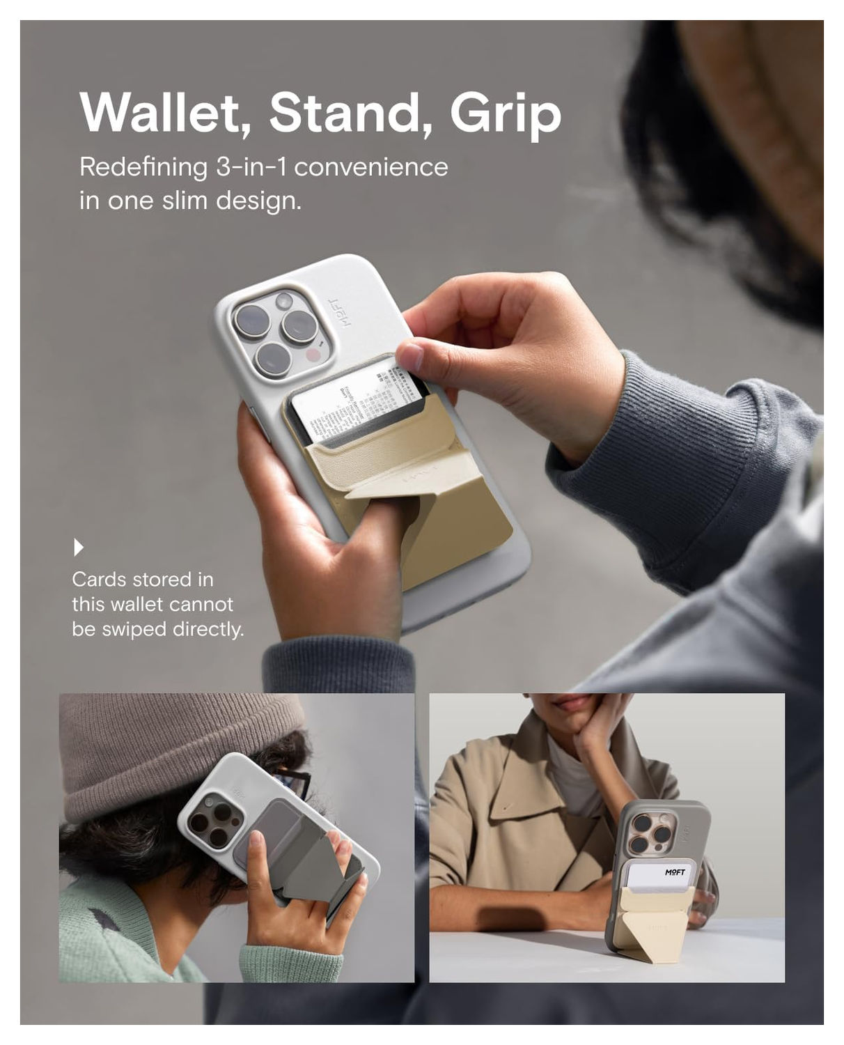 MOFT MOVAS Snap-On MagSafe Kaarthouder Vegan Leer Pasjeshouder Navy afbeelding 2