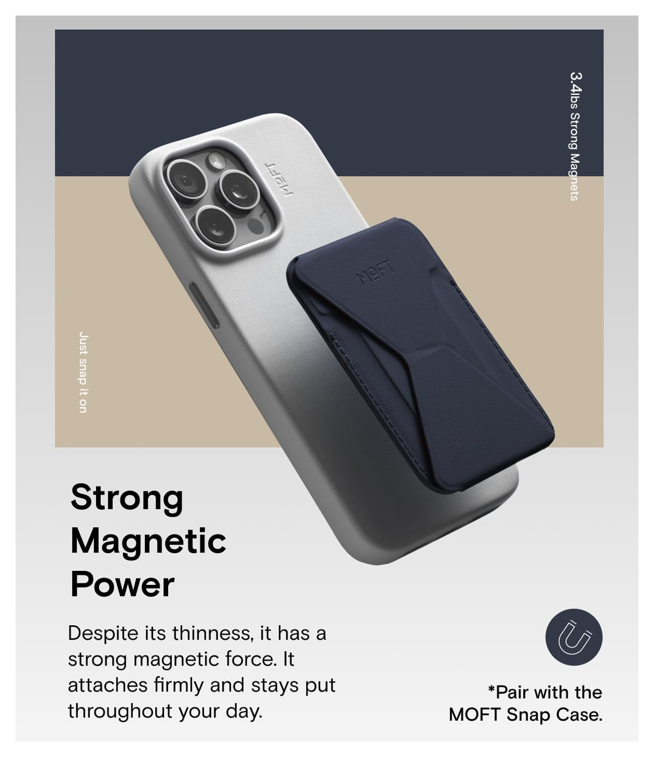 MOFT MOVAS Snap-On MagSafe Kaarthouder Vegan Leer Pasjeshouder Navy afbeelding 4