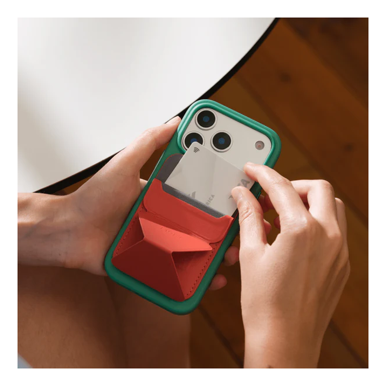 MOFT MOVAS Snap-On MagSafe Kaarthouder Vegan Leer Pasjeshouder Rood afbeelding 4