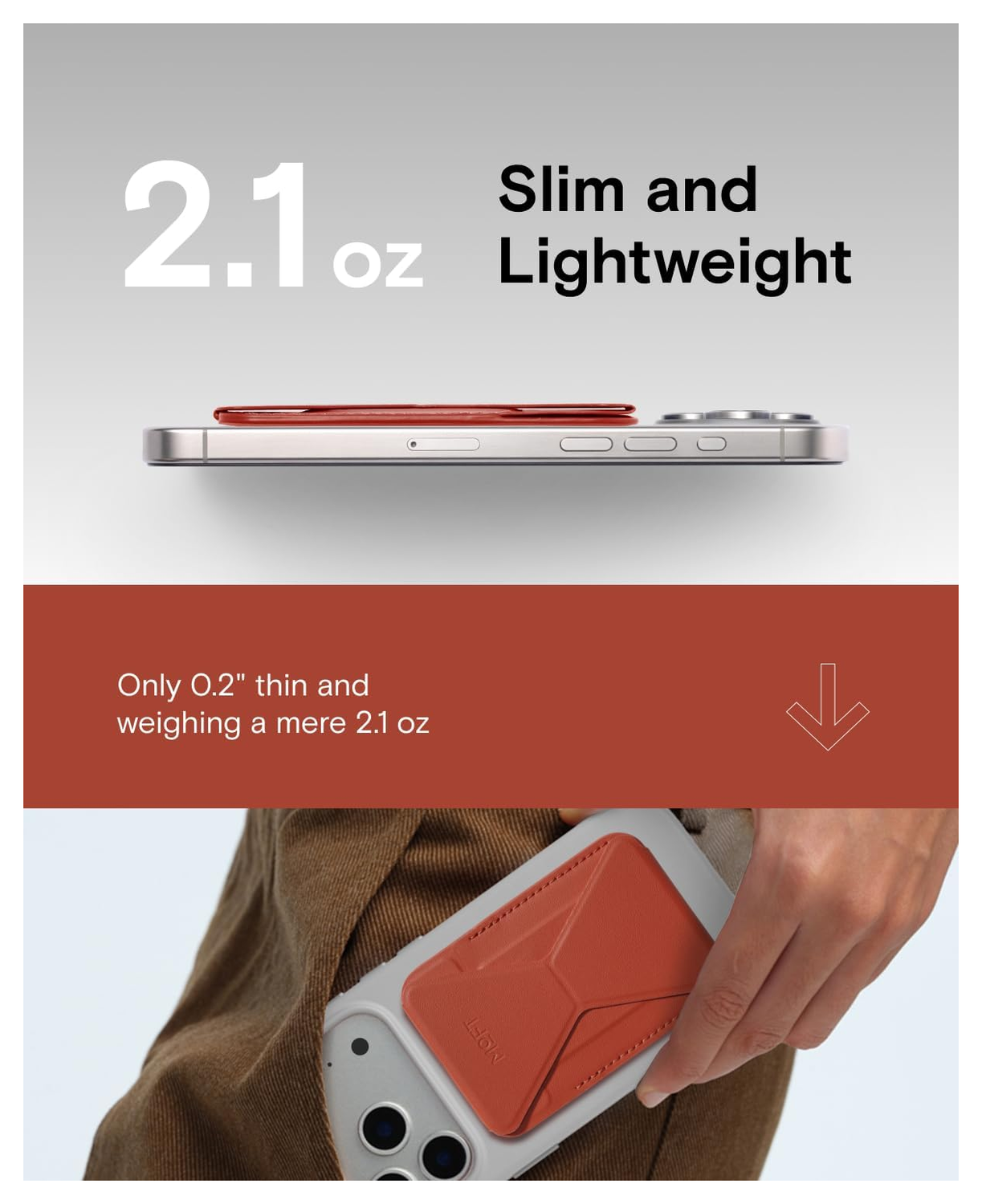 MOFT MOVAS Snap-On MagSafe Kaarthouder Vegan Leer Pasjeshouder Rood afbeelding 8