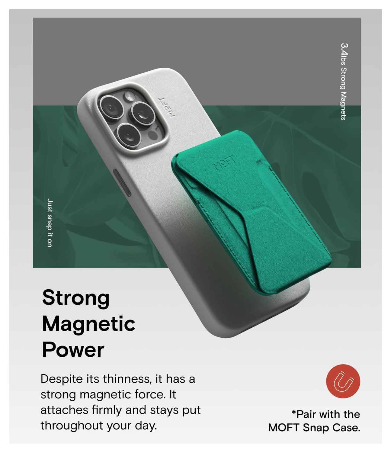 MOFT MOVAS Snap-On MagSafe Kaarthouder Vegan Leer Pasjeshouder Groen afbeelding 4