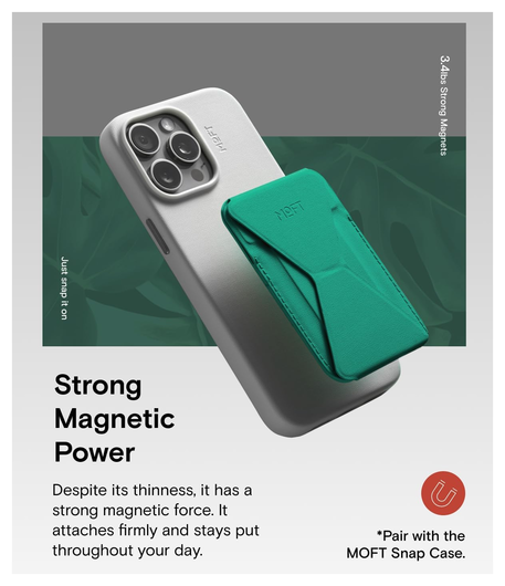 MOFT MOVAS Snap-On MagSafe Kaarthouder Vegan Leer Pasjeshouder Groen afbeelding 4