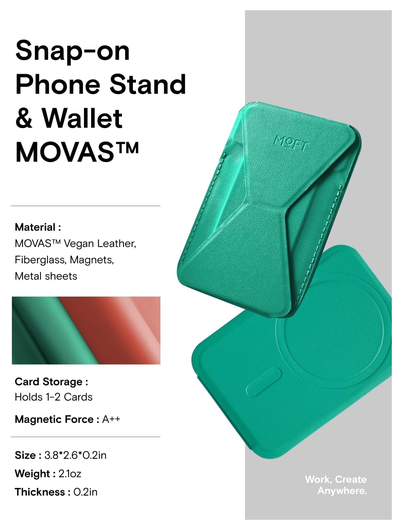 MOFT MOVAS Snap-On MagSafe Kaarthouder Vegan Leer Pasjeshouder Groen afbeelding 8