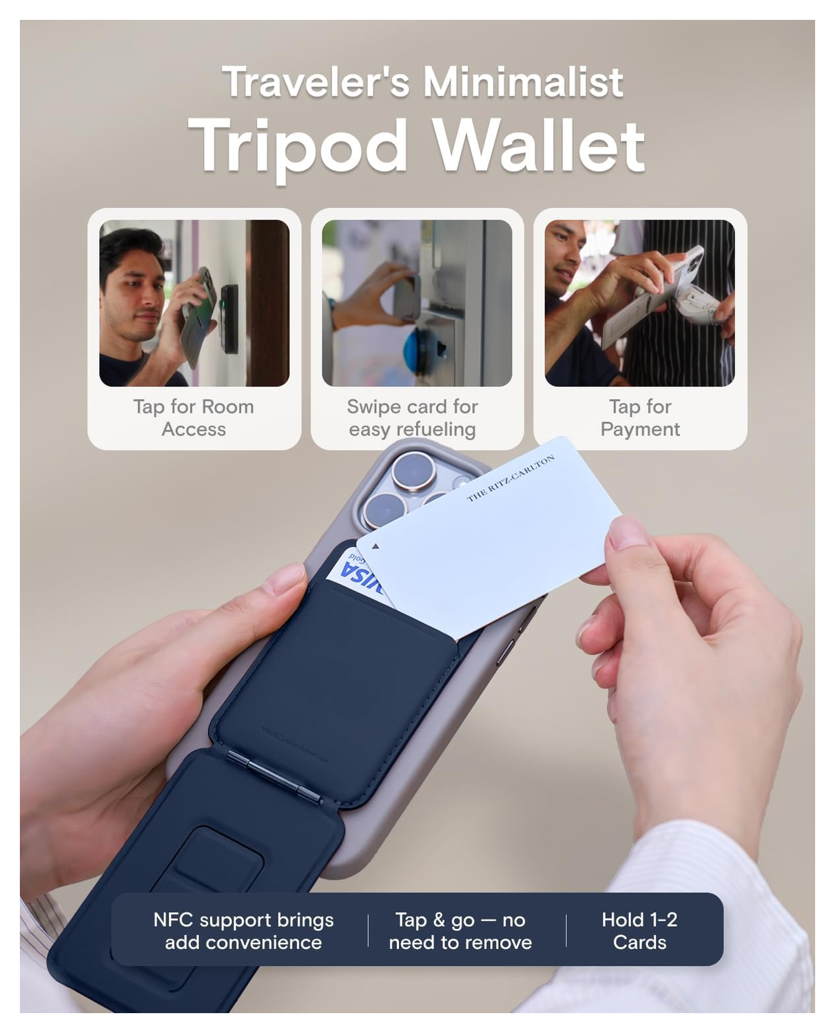 MOFT Tripod Wallet MOVAS MagSafe Kaarthouder met Uitklapbare Standaard Blauw afbeelding 5