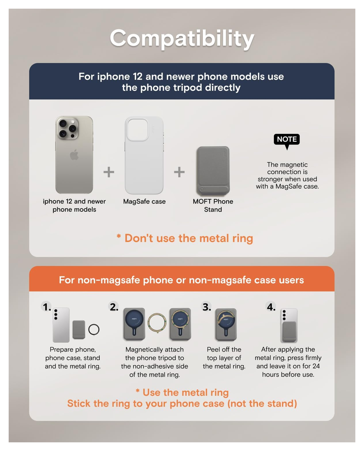 MOFT Tripod Wallet MOVAS MagSafe Kaarthouder met Uitklapbare Standaard Taupe afbeelding 9