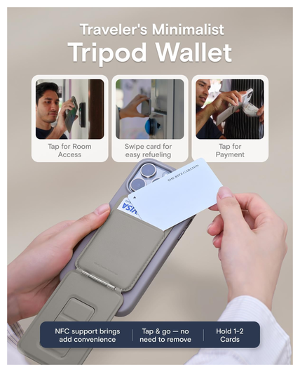 MOFT Tripod Wallet MOVAS MagSafe Kaarthouder met Uitklapbare Standaard Taupe afbeelding 5