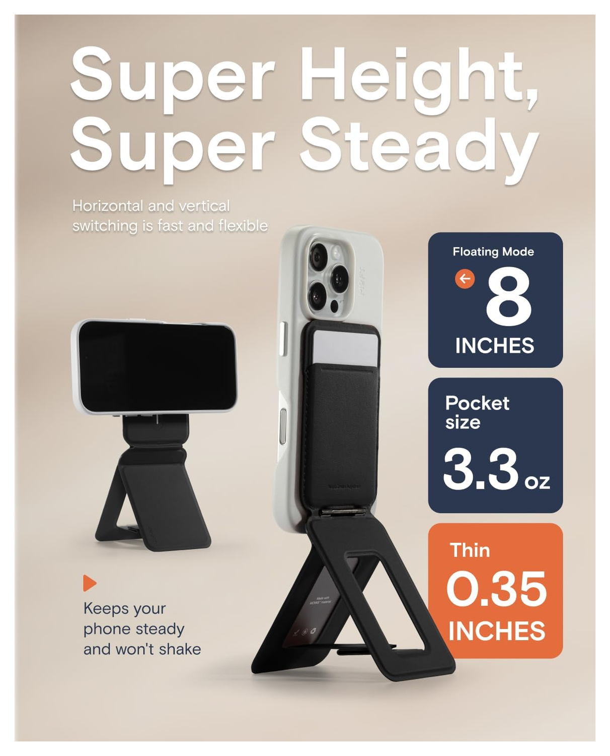 MOFT Tripod Wallet MOVAS MagSafe Kaarthouder met Uitklapbare Standaard Zwart afbeelding 7