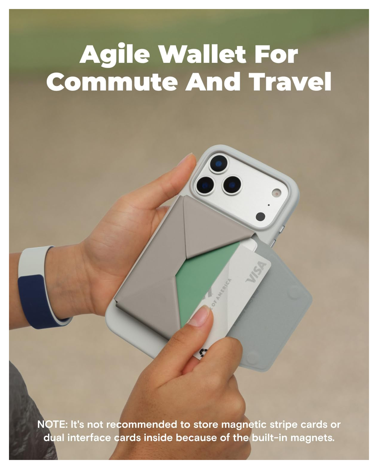 MOFT MOVAS MagSafe Kaarthouder voor 8 Pasjes Portemonnee Taupe afbeelding 2