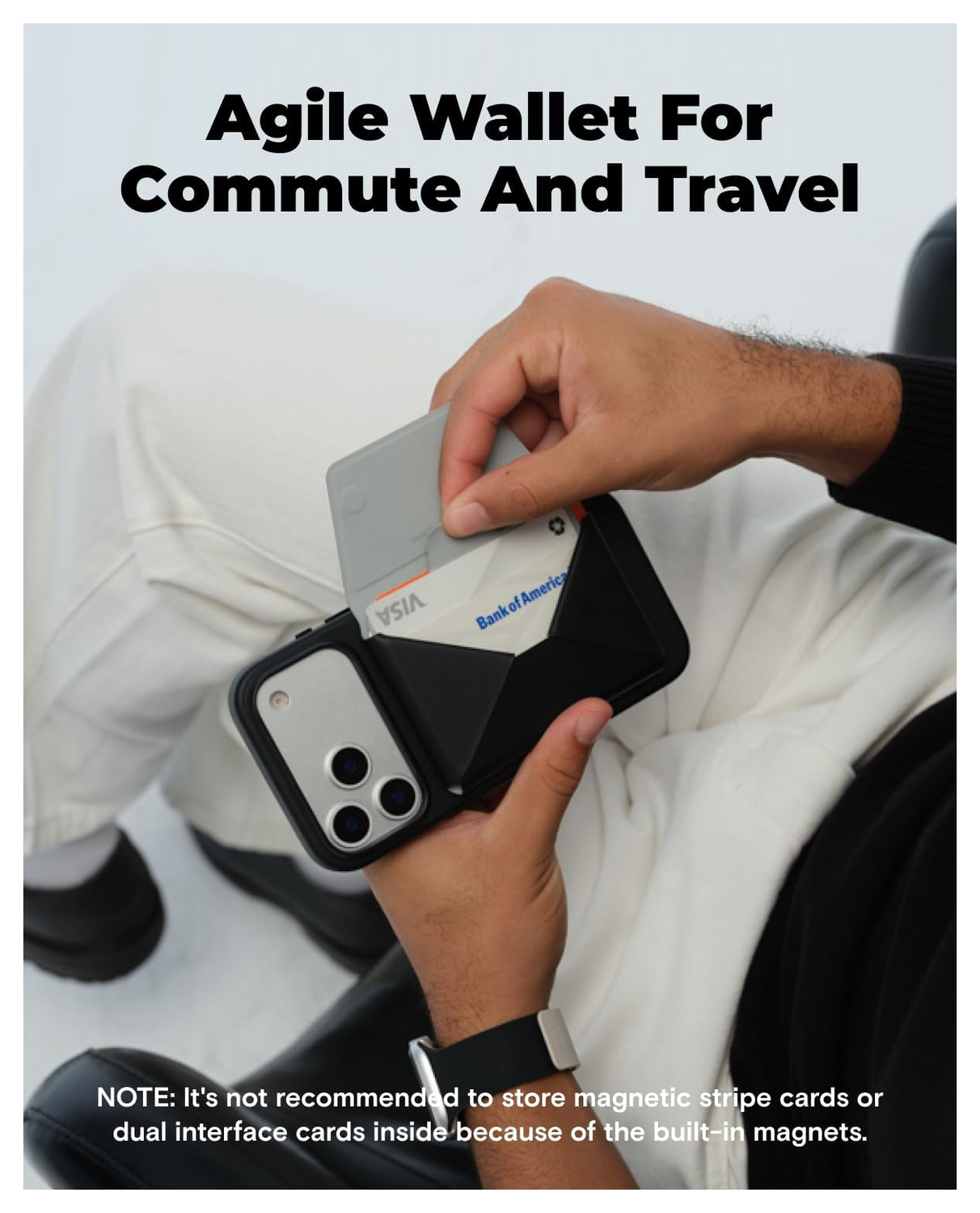 MOFT MOVAS MagSafe Kaarthouder voor 8 Pasjes Portemonnee Zwart afbeelding 2