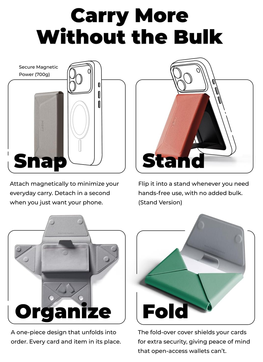 MOFT Snap Field Wallet MagSafe Kaarthouder voor 8 Pasjes Portemonnee Rood/Oranje afbeelding 6