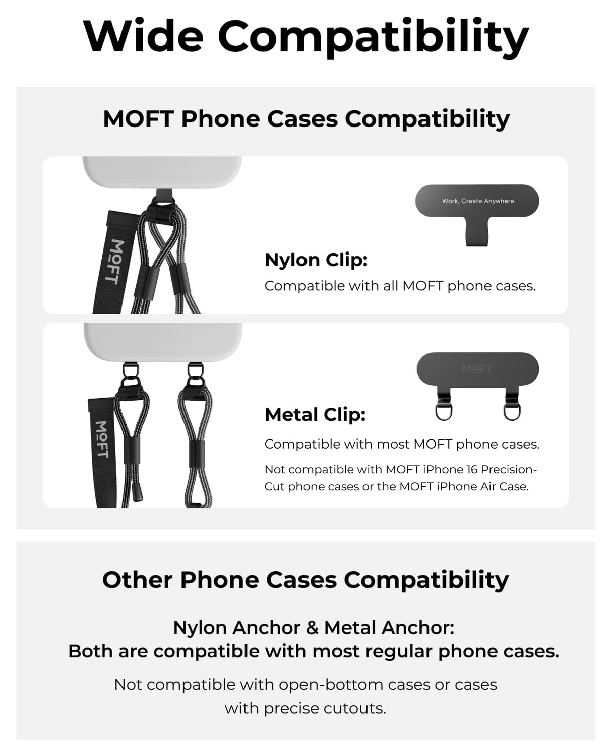 MOFT Universeel Crossbody Telefoonkoord / Telefoonketting Verstelbaar Zwart afbeelding 9