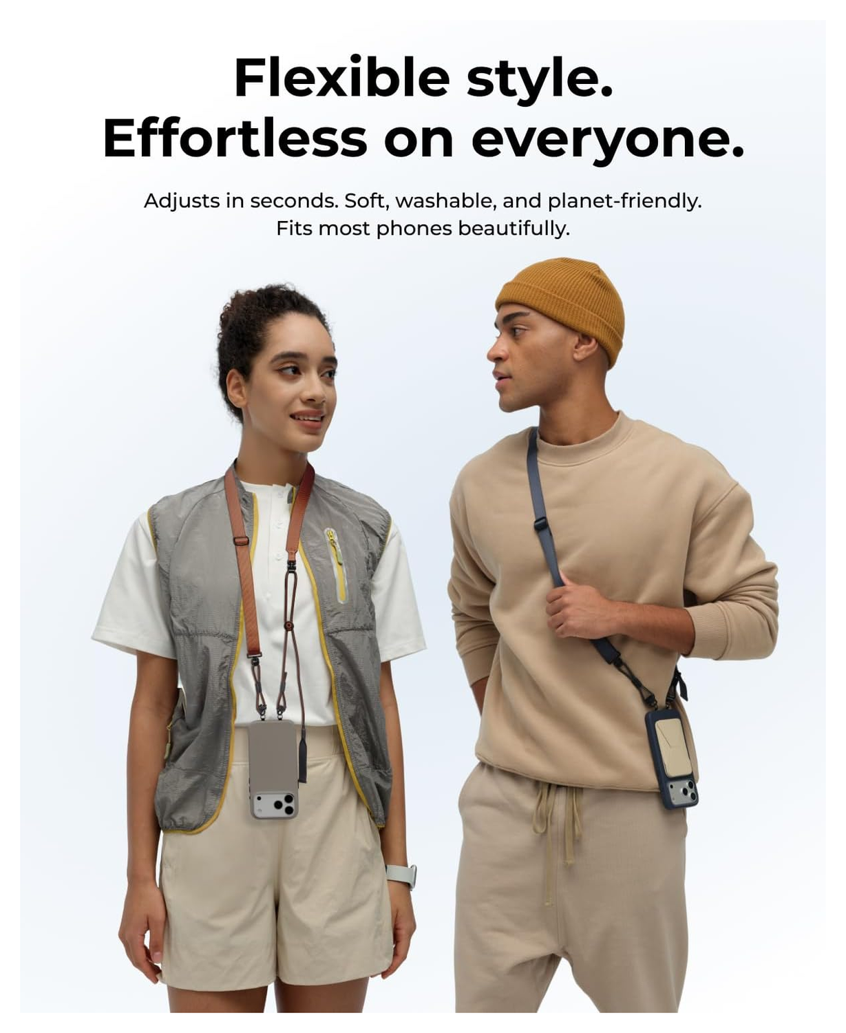 MOFT Universeel Crossbody Telefoonkoord / Telefoonketting Verstelbaar Grijs afbeelding 2