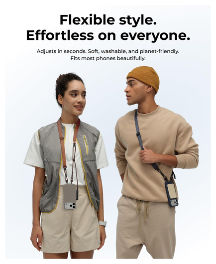 MOFT Universeel Crossbody Telefoonkoord / Telefoonketting Verstelbaar Grijs afbeelding 2