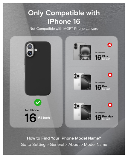 MOFT MOVAS Snap iPhone 16 Hoesje MagSafe Vegan Leer Back Cover Zwart afbeelding 2