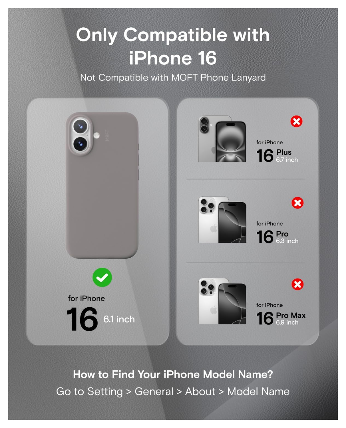 MOFT MOVAS Snap iPhone 16 Hoesje MagSafe Vegan Leer Back Cover Taupe afbeelding 2