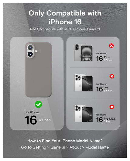 MOFT MOVAS Snap iPhone 16 Hoesje MagSafe Vegan Leer Back Cover Taupe afbeelding 2