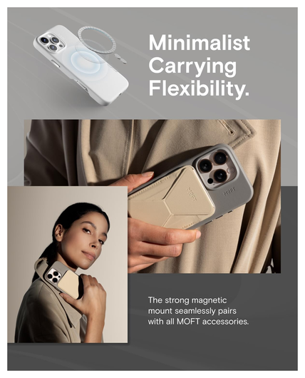 MOFT MOVAS Snap iPhone 16 Hoesje MagSafe Vegan Leer Back Cover Taupe afbeelding 5