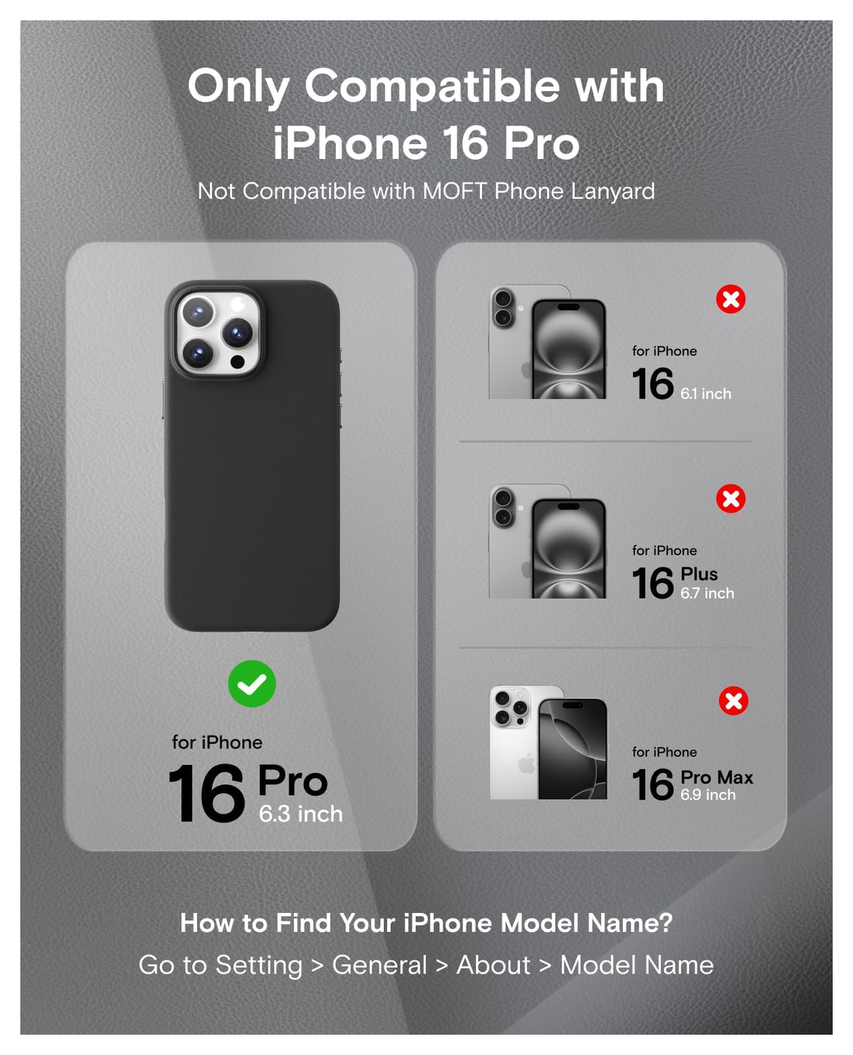 MOFT MOVAS Snap iPhone 16 Pro Hoesje MagSafe Vegan Leer Back Cover Zwart afbeelding 2