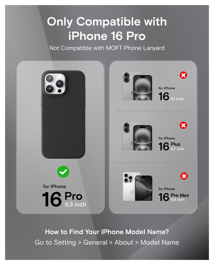 MOFT MOVAS Snap iPhone 16 Pro Hoesje MagSafe Vegan Leer Back Cover Zwart afbeelding 2