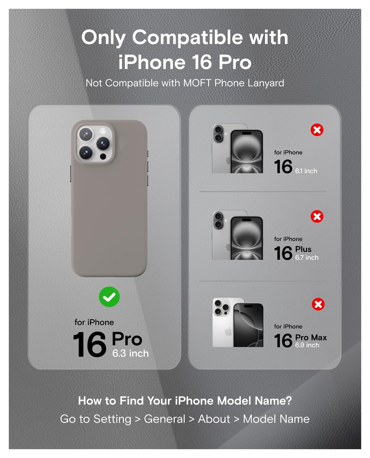 MOFT MOVAS Snap iPhone 16 Pro Hoesje MagSafe Vegan Leer Back Cover Taupe afbeelding 2