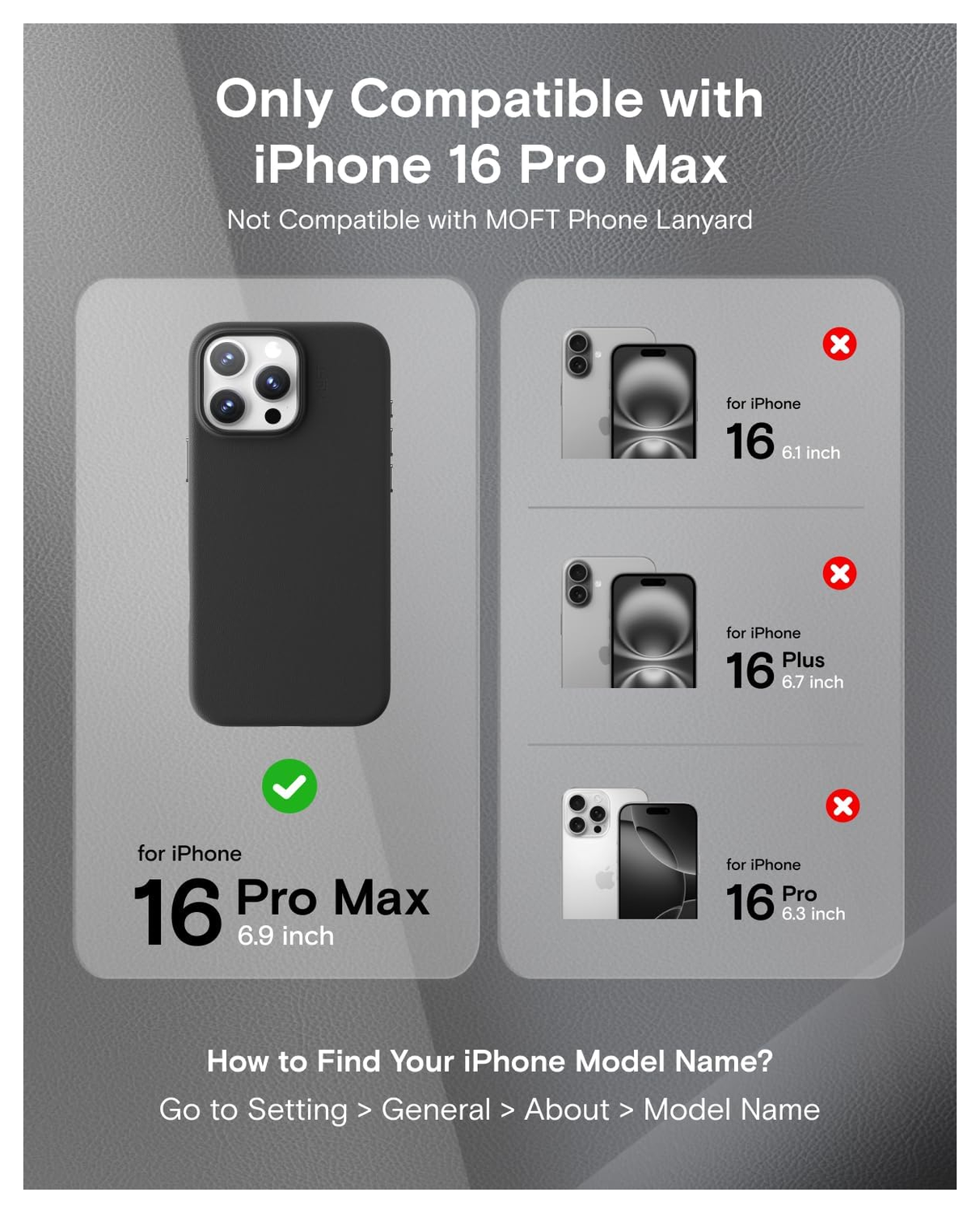 MOFT MOVAS Snap iPhone 16 Pro Max Hoesje MagSafe Vegan Leer Back Cover Zwart afbeelding 2