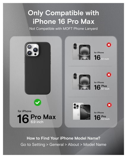 MOFT MOVAS Snap iPhone 16 Pro Max Hoesje MagSafe Vegan Leer Back Cover Zwart afbeelding 2