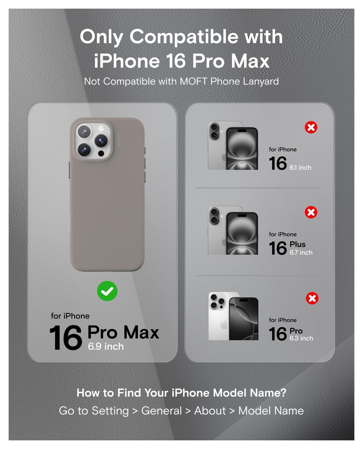 MOFT MOVAS Snap iPhone 16 Pro Max Hoesje MagSafe Vegan Leer Back Cover Taupe afbeelding 2