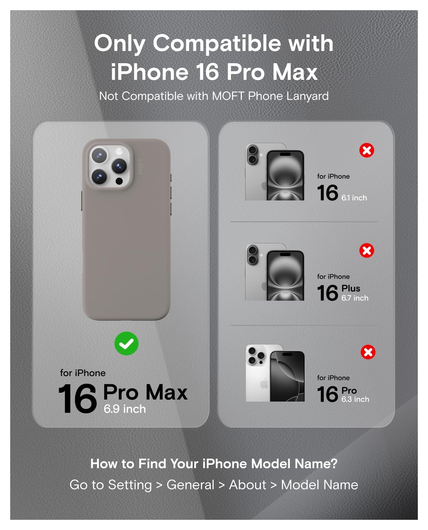 MOFT MOVAS Snap iPhone 16 Pro Max Hoesje MagSafe Vegan Leer Back Cover Taupe afbeelding 2