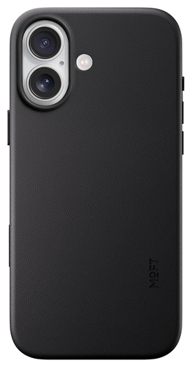 MOFT MOVAS Snap iPhone 17 Hoesje MagSafe Vegan Leer Back Cover Zwart afbeelding 1