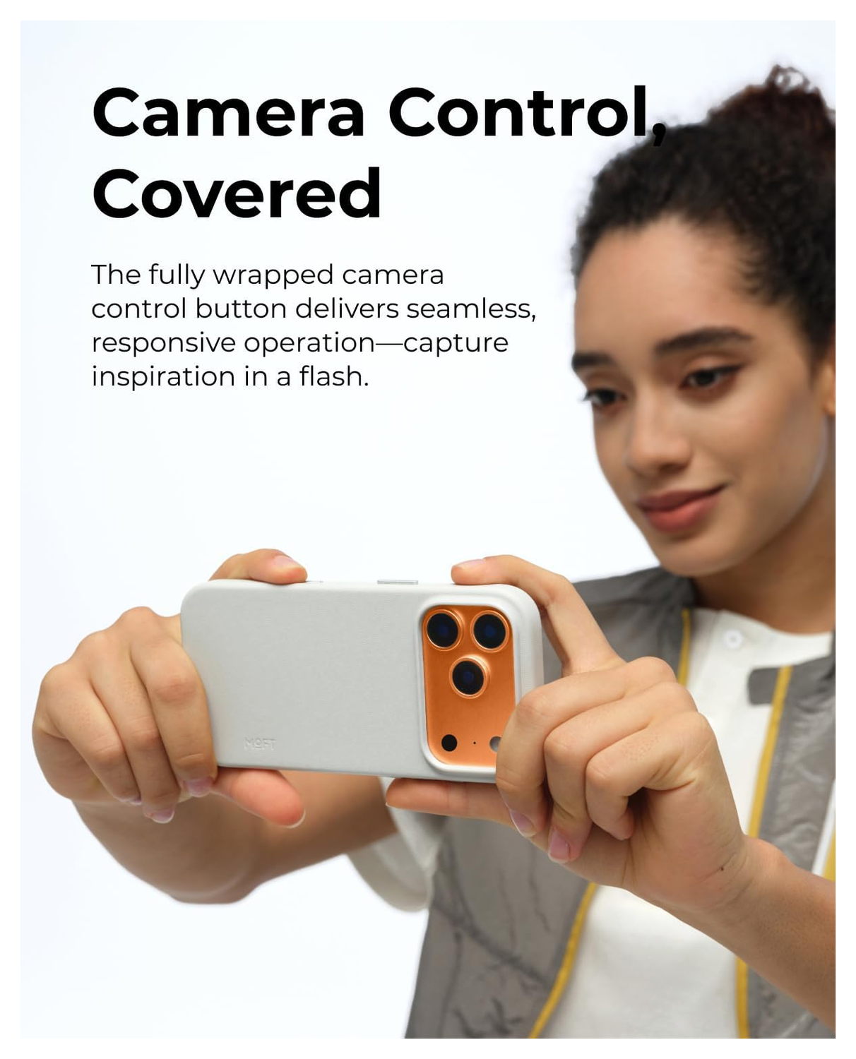 MOFT MOVAS Snap iPhone 17 Hoesje MagSafe Vegan Leer Back Cover Grijs afbeelding 8