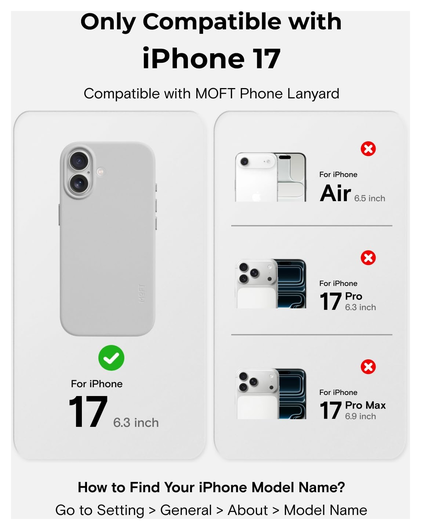 MOFT MOVAS Snap iPhone 17 Hoesje MagSafe Vegan Leer Back Cover Grijs afbeelding 2