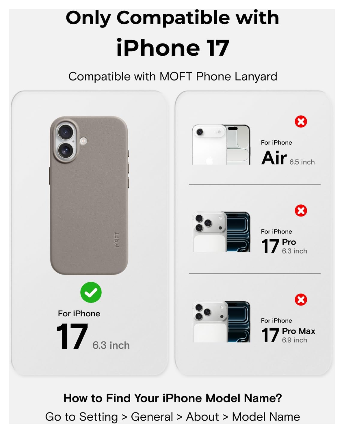 MOFT MOVAS Snap iPhone 17 Hoesje MagSafe Vegan Leer Back Cover Taupe afbeelding 4