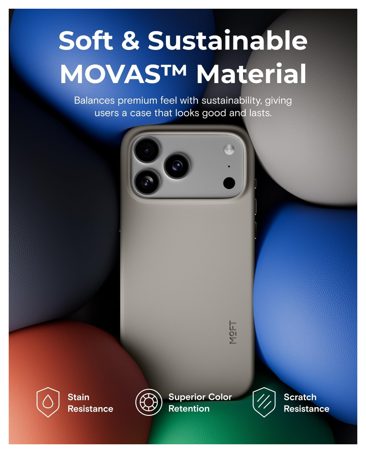 MOFT MOVAS Snap iPhone 17 Hoesje MagSafe Vegan Leer Back Cover Taupe afbeelding 5