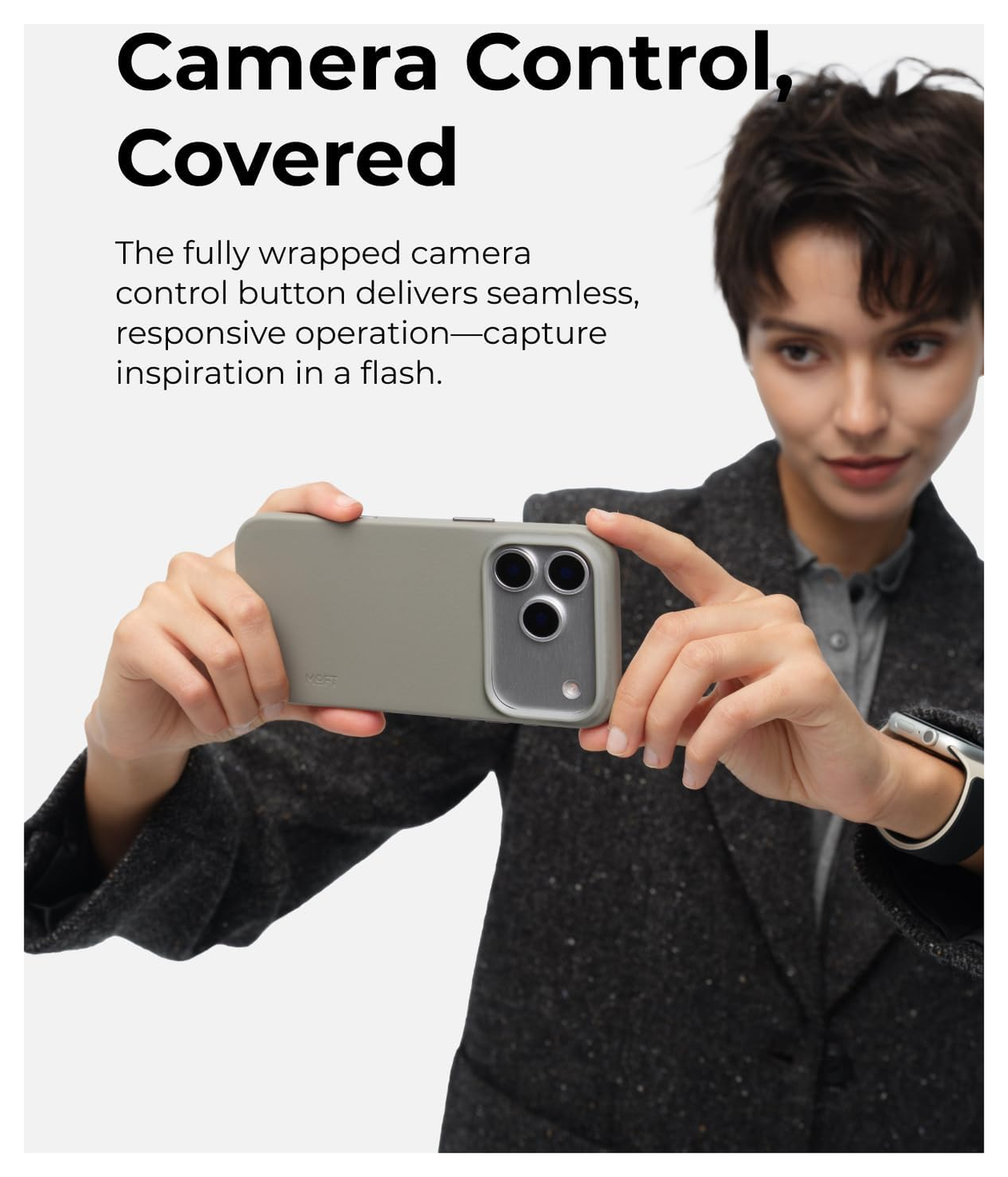 MOFT MOVAS Snap iPhone 17 Hoesje MagSafe Vegan Leer Back Cover Taupe afbeelding 8